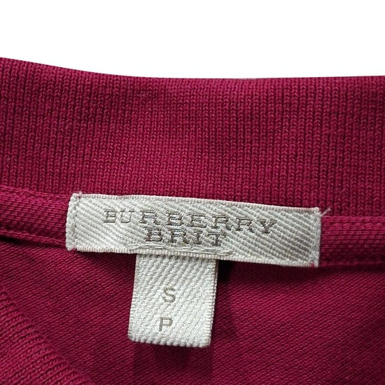 Burberry Brit Check-Trimmed Shirt Sleeve Polo Shirt in Red Violet Cotton - Image 3