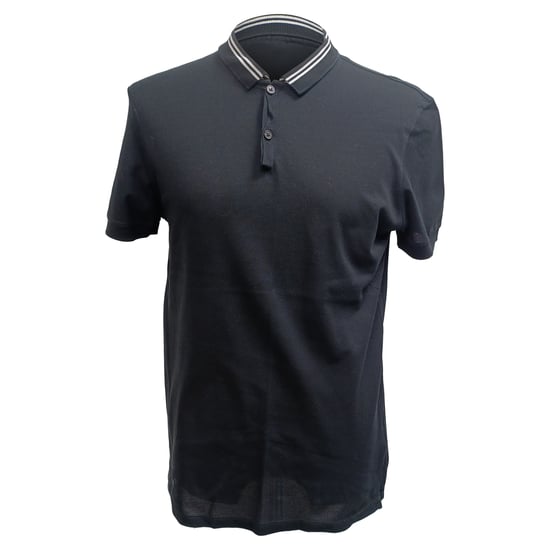 Lanvin Striped Collar Short Sleeve Polo Shirt in Black Cotton - Image 1