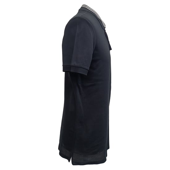 Lanvin Striped Collar Short Sleeve Polo Shirt in Black Cotton - Image 2