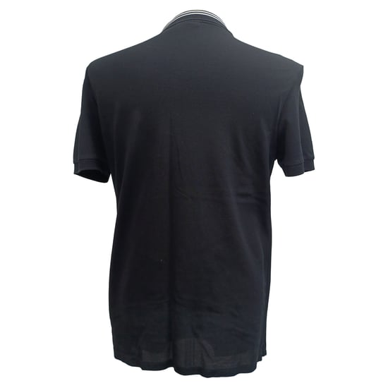 Lanvin Striped Collar Short Sleeve Polo Shirt in Black Cotton - Image 3