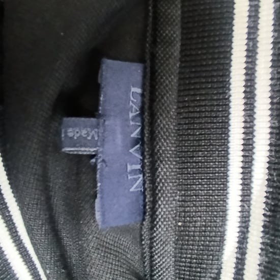 Lanvin Striped Collar Short Sleeve Polo Shirt in Black Cotton - Image 4