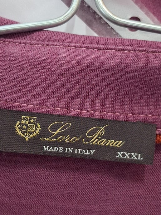 Loro Piana långärmad pikétröja i lila bomull - Image 4