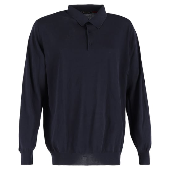 Loro Piana poloshirt met lange mouwen van marineblauwe wol - Image 1