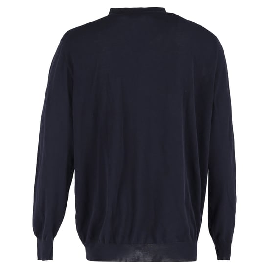 Loro Piana poloshirt met lange mouwen van marineblauwe wol - Image 3