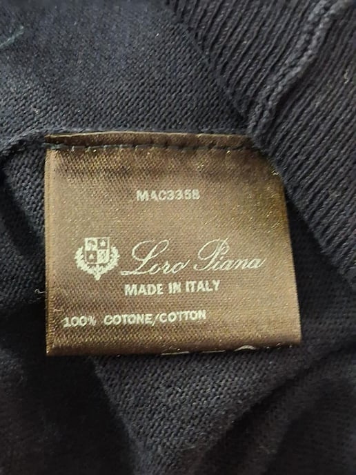 Loro Piana poloshirt met lange mouwen van marineblauwe wol - Image 5