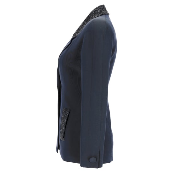 Rochas Embellished Blazer in Navy Blue Polyester - Image 2