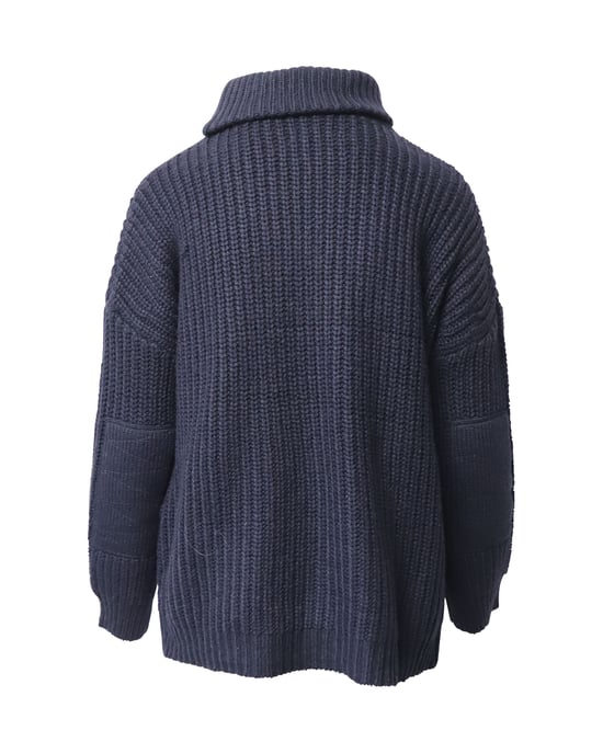 Zadig & Voltaire Turtleneck Knitted Sweater in Navy Blue Acrylic - Image 2