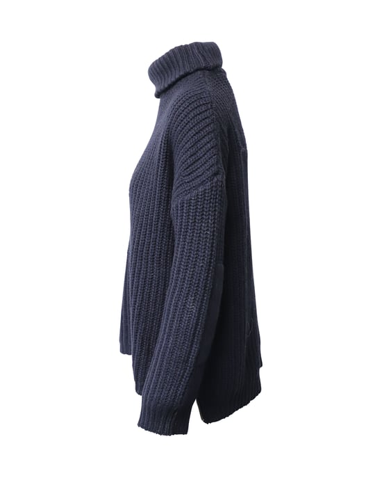 Zadig & Voltaire Turtleneck Knitted Sweater in Navy Blue Acrylic - Image 3