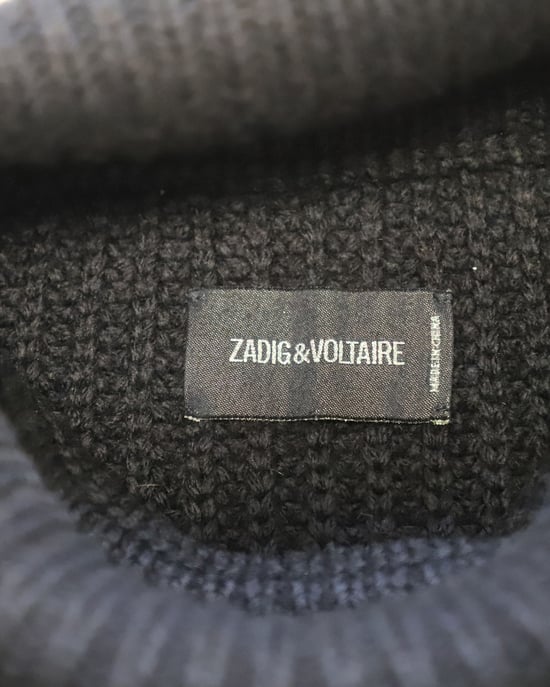 Zadig & Voltaire Turtleneck Knitted Sweater in Navy Blue Acrylic - Image 5