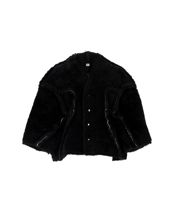 Rick Owens Legaspi cropped jasje van zwart schapenvacht - Image 1