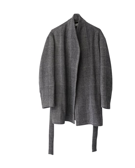 Iro-kappa med sjalkrage i grå akryl - Image 4