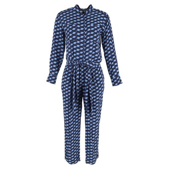 Diane Von Furstenberg jumpsuit met geometrische print en lange mouwen in blauwe viscose. - Image 1