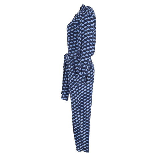 Diane Von Furstenberg jumpsuit met geometrische print en lange mouwen in blauwe viscose. - Image 2