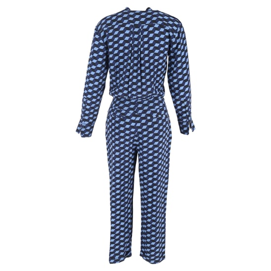 Diane Von Furstenberg jumpsuit met geometrische print en lange mouwen in blauwe viscose. - Image 3