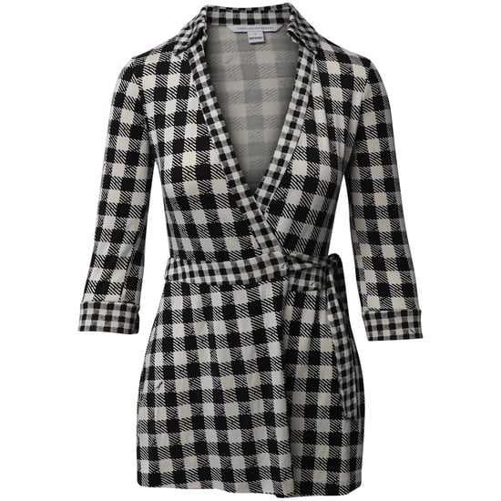 Diane Von Furstenberg Rutig Playsuit i Svart/Vit Viskos - Image 1