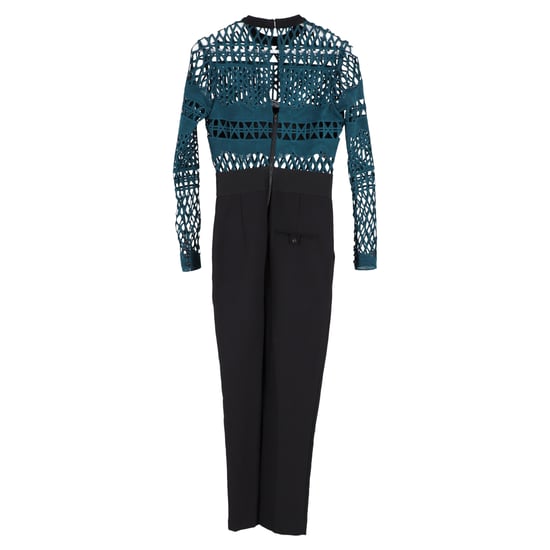 Self-Portrait jumpsuit met kanten details in blauwgroen polyester - Image 2