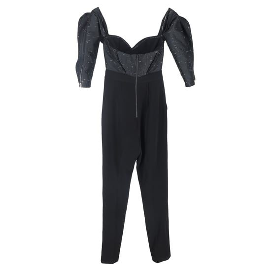 Självporträtt Jumpsuit med axelband och hjärtformad halsringning i svart polyester - Image 2