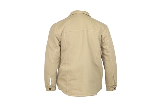 Nanushka fodrad jacka i fuskskinn i beige bomull - Image 4