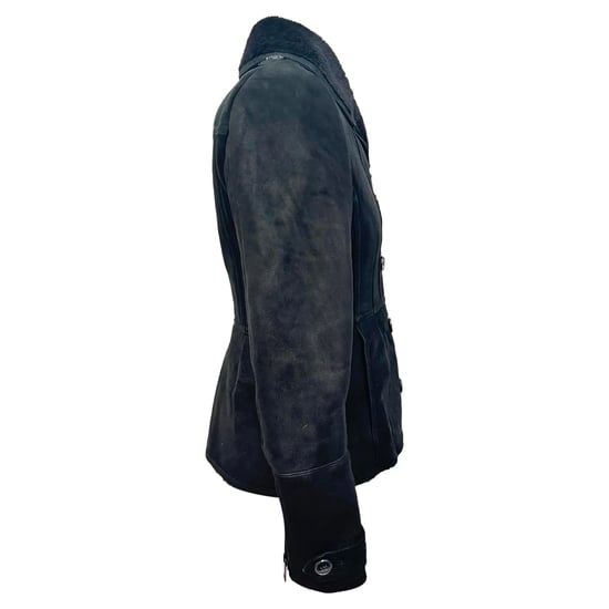 Burberry Brit Chedleigh Double-Breasted Shearling Jacket in Black Leather - Image 2