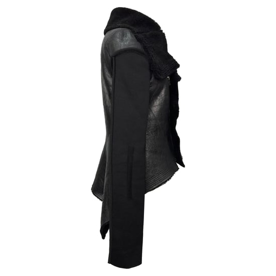 Rick Owens Naska Asymmetrisk Fårjacka i Svart Lammskinn - Image 2