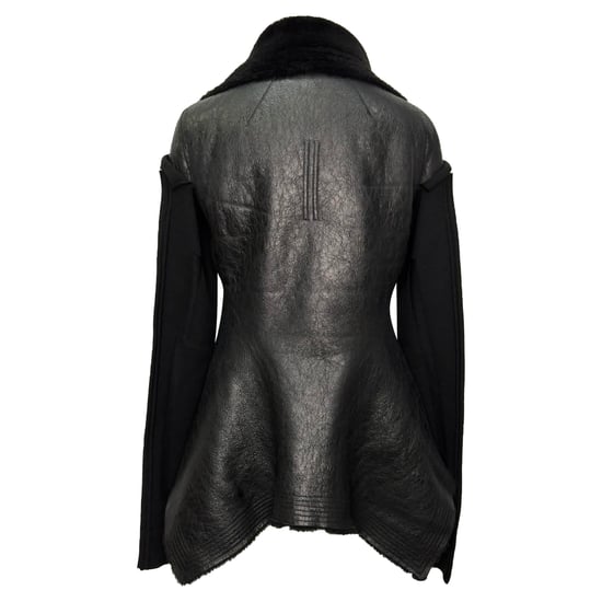 Rick Owens Naska Asymmetrisk Fårjacka i Svart Lammskinn - Image 3
