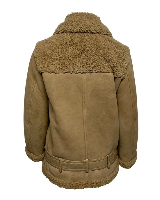 Maje Gombery Shearling Jacket in Beige Suede - Image 2