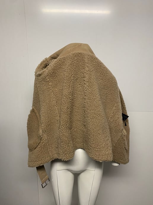 Maje Gombery Shearling Jacket in Beige Suede - Image 4