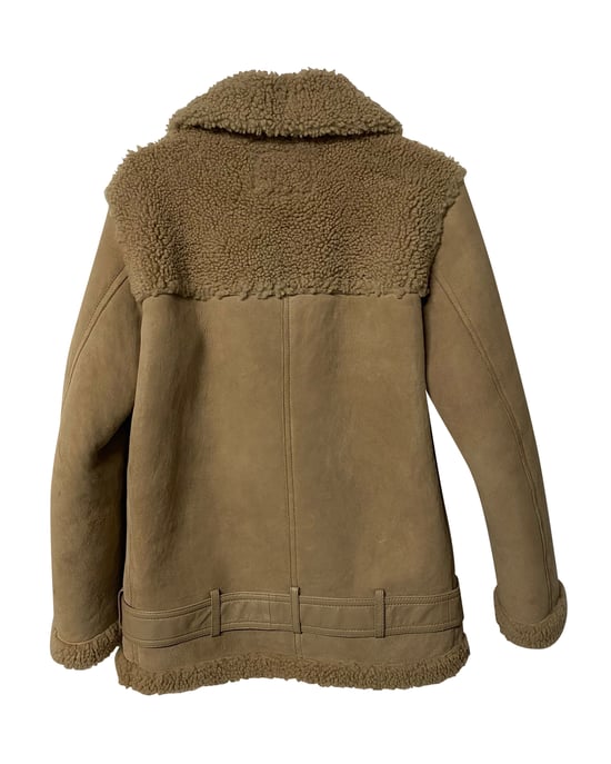 Maje Gombery Shearling Jacket in Beige Suede - Image 6