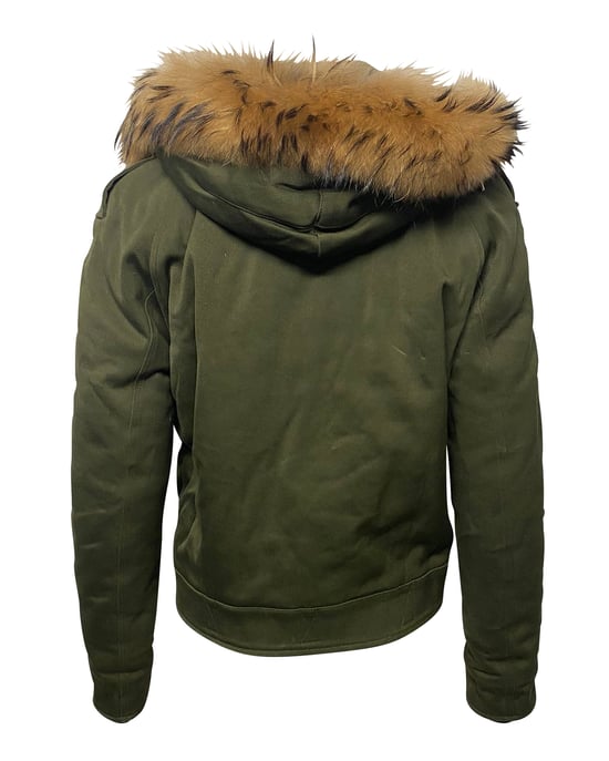 Sandro Paris Fur Trim Hooded Parka in Green Cotton - Image 2