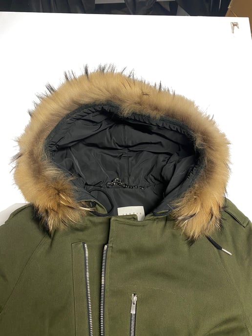 Sandro Paris Fur Trim Hooded Parka in Green Cotton - Image 3
