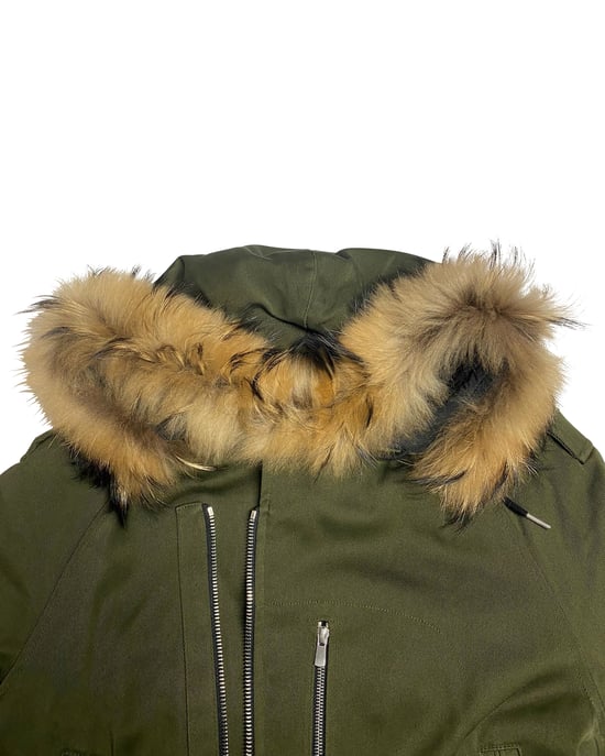 Sandro Paris Fur Trim Hooded Parka in Green Cotton - Image 4
