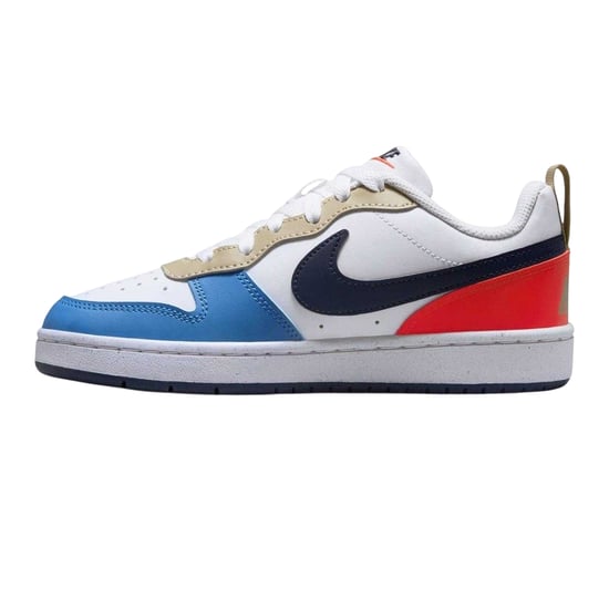 Nike Borough Low Recraft leren platte sneakers voor kinderen (Wit/blauw/rood) - Image 3