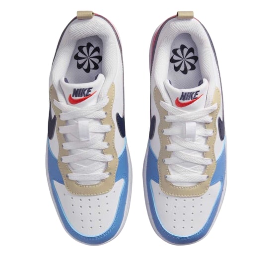 Nike Borough Low Recraft leren platte sneakers voor kinderen (Wit/blauw/rood) - Image 4
