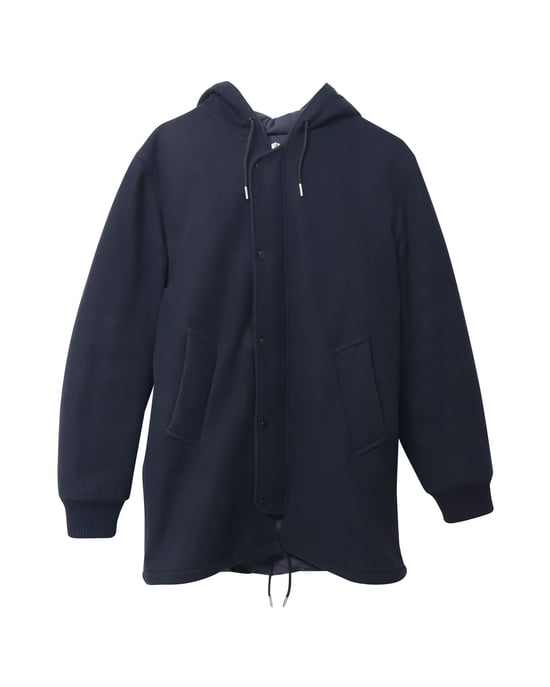Sandro Paris Hooded Coat in Black Wool - Image 1
