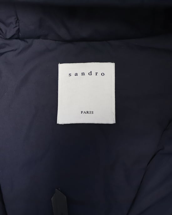 Sandro Paris Hooded Coat in Black Wool - Image 4