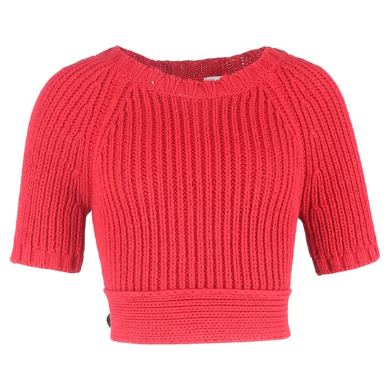 RED Valentino gebreide crop top met open rug in rood katoen - Image 1