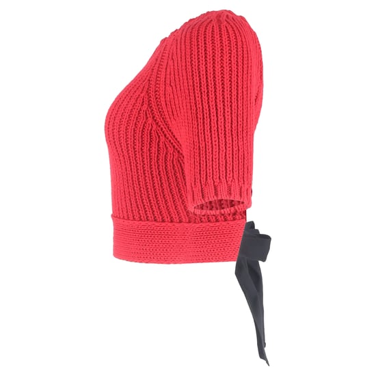 RED Valentino gebreide crop top met open rug in rood katoen - Image 2