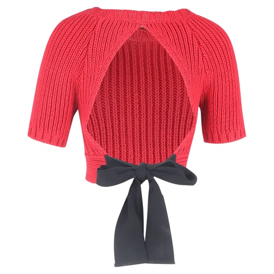RED Valentino gebreide crop top met open rug in rood katoen - Image 3