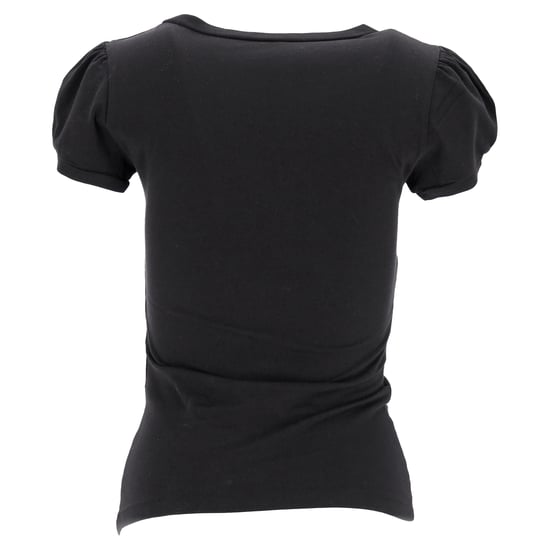 Love Moschino – Svart bomullst-shirt med grafiskt tryck och puffärmar - Image 3