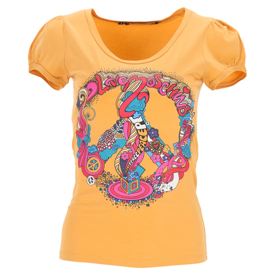 Love Moschino T-shirt met grafische print en pofmouwen in geel katoen - Image 1
