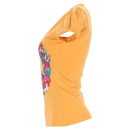 Love Moschino T-shirt met grafische print en pofmouwen in geel katoen - Image 2