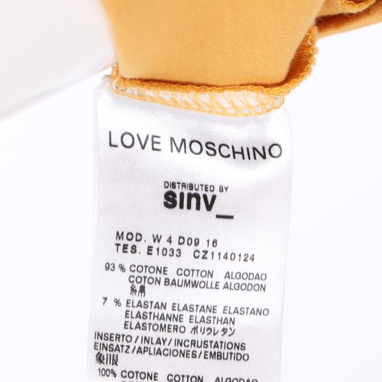 Love Moschino T-shirt met grafische print en pofmouwen in geel katoen - Image 5