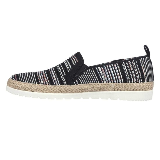 Skechers Espadrilles voor dames met dubbele elastische inzet en geweven bovenwerk, zonder veters (Zwart) - Image 2