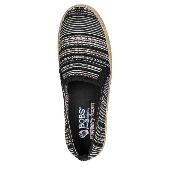 Skechers Espadrilles voor dames met dubbele elastische inzet en geweven bovenwerk, zonder veters (Zwart) - Image 3