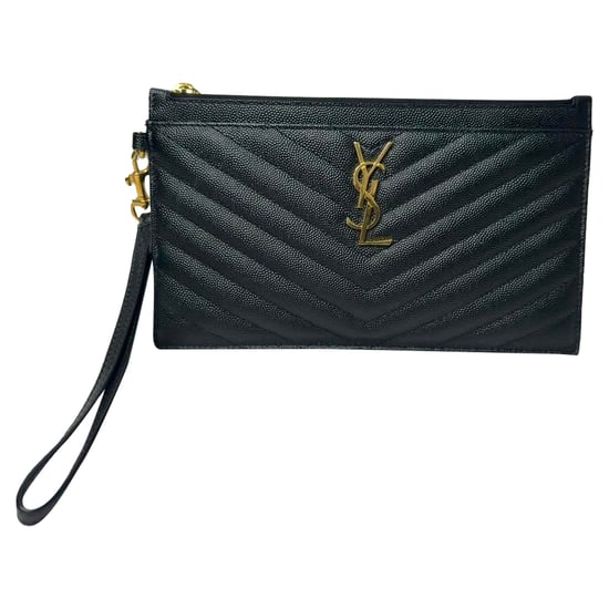 Saint Laurent Cassandre Matelassé Zipped Pouch in Black Calfskin Leather - Image 2
