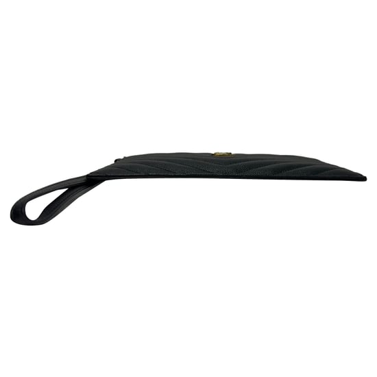 Saint Laurent Cassandre Matelassé Zipped Pouch in Black Calfskin Leather - Image 5