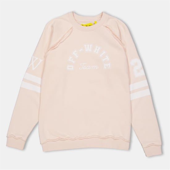 Girls Off White Raglan Long Sleeve Logo Print Sweatshirt in Pink/White - Image 1