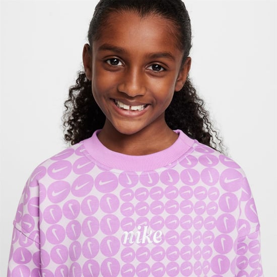 Girls Nike G Nsw Clb Flc O in Rush Fuchsia/Wh - Image 3
