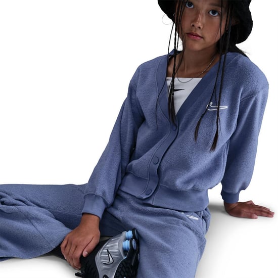 Girls Nike G Nsw Flc Ls T in World Indigo/Wh - Image 5