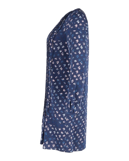 Diane Von Furstenberg bedrukte, geplooide jurk met lange mouwen in marineblauwe zijde - Image 2